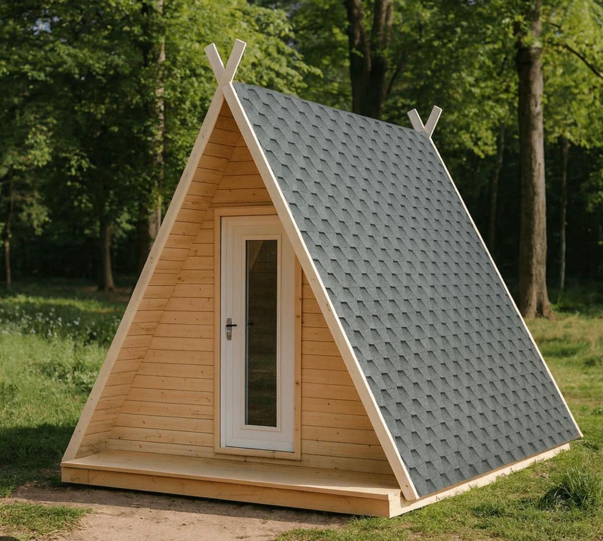 A-frame camping cabin
