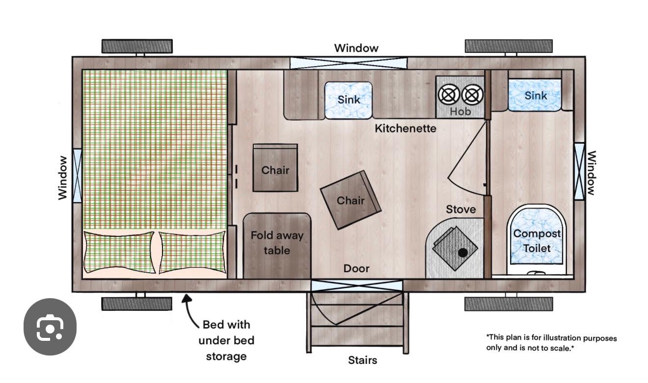 Illustrative shepherd hut floor plan